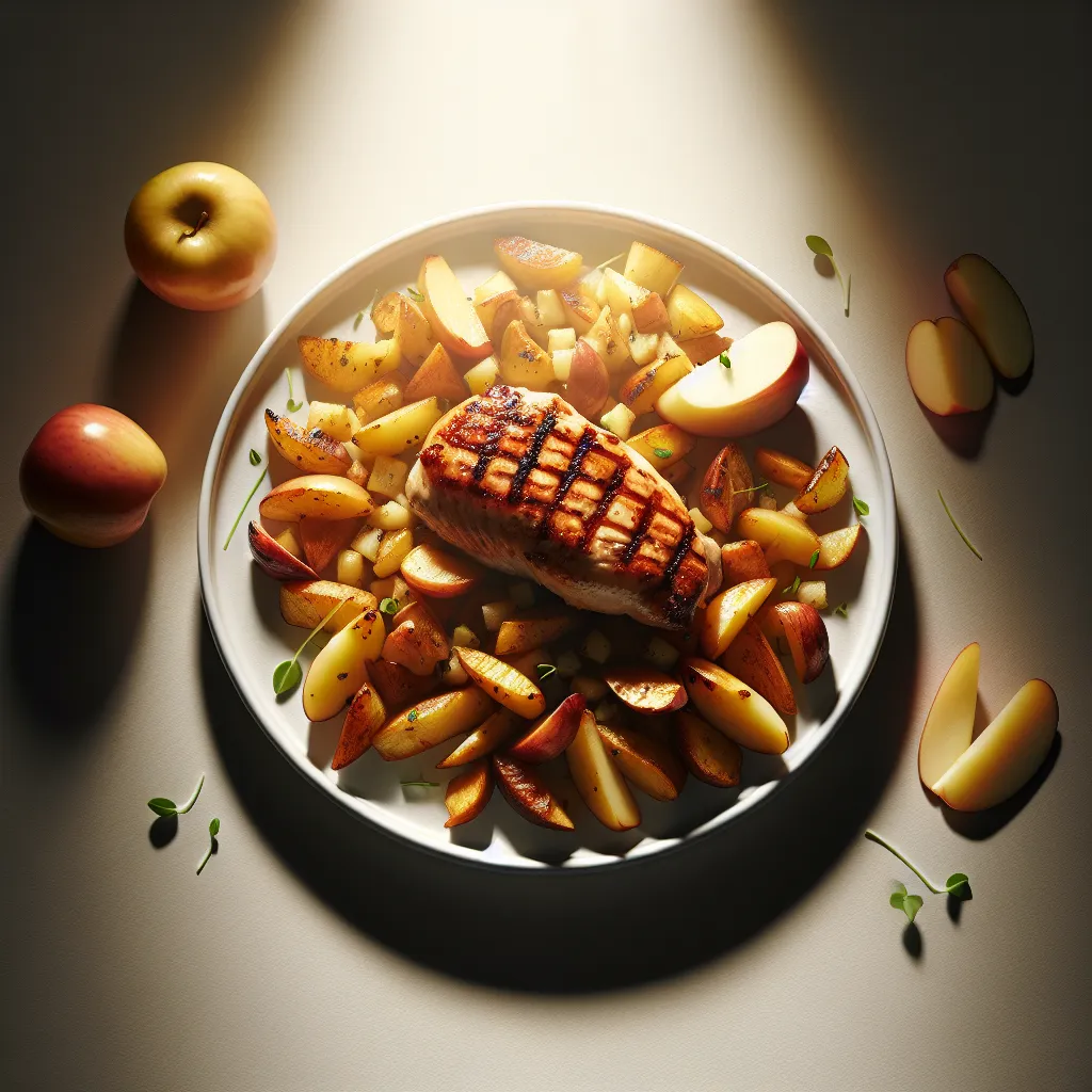 Apple and Potato Hash with Grilled Chicken