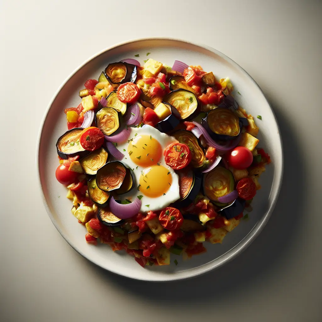 Aubergine and Tomato Breakfast Hash