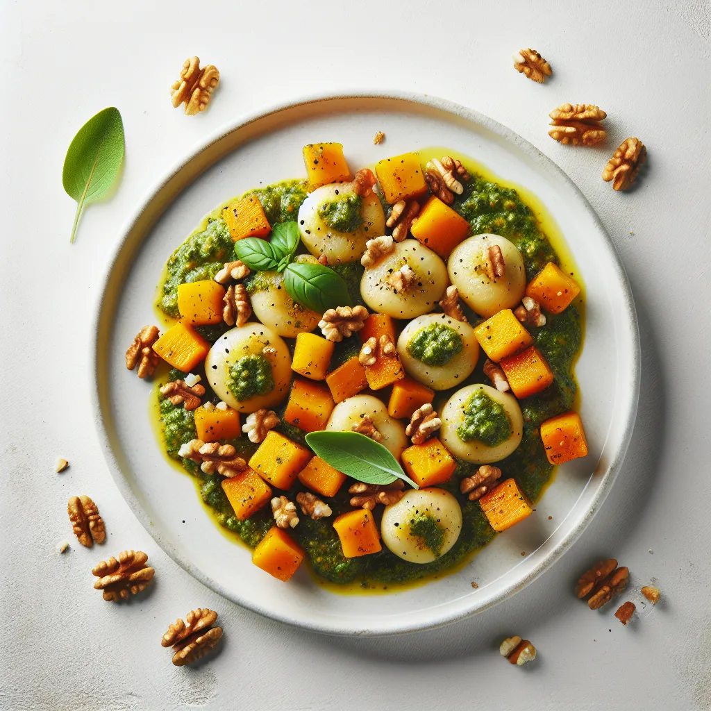 Autumnal Butternut Squash and Sage Gnocchi with Walnut Pesto
