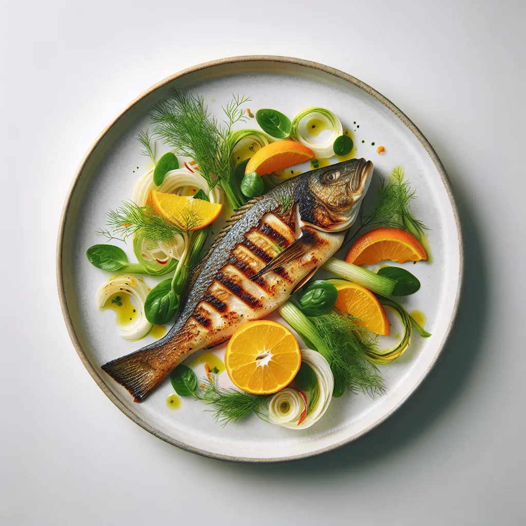 Autumnal Grilled Sea Bass with Fennel and Orange Salad
