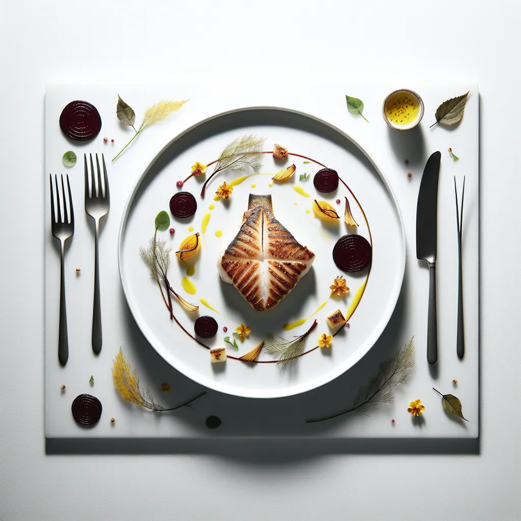 Autumnal Grilled Turbot with Saffron-Infused Fennel and Roasted Beetroot
