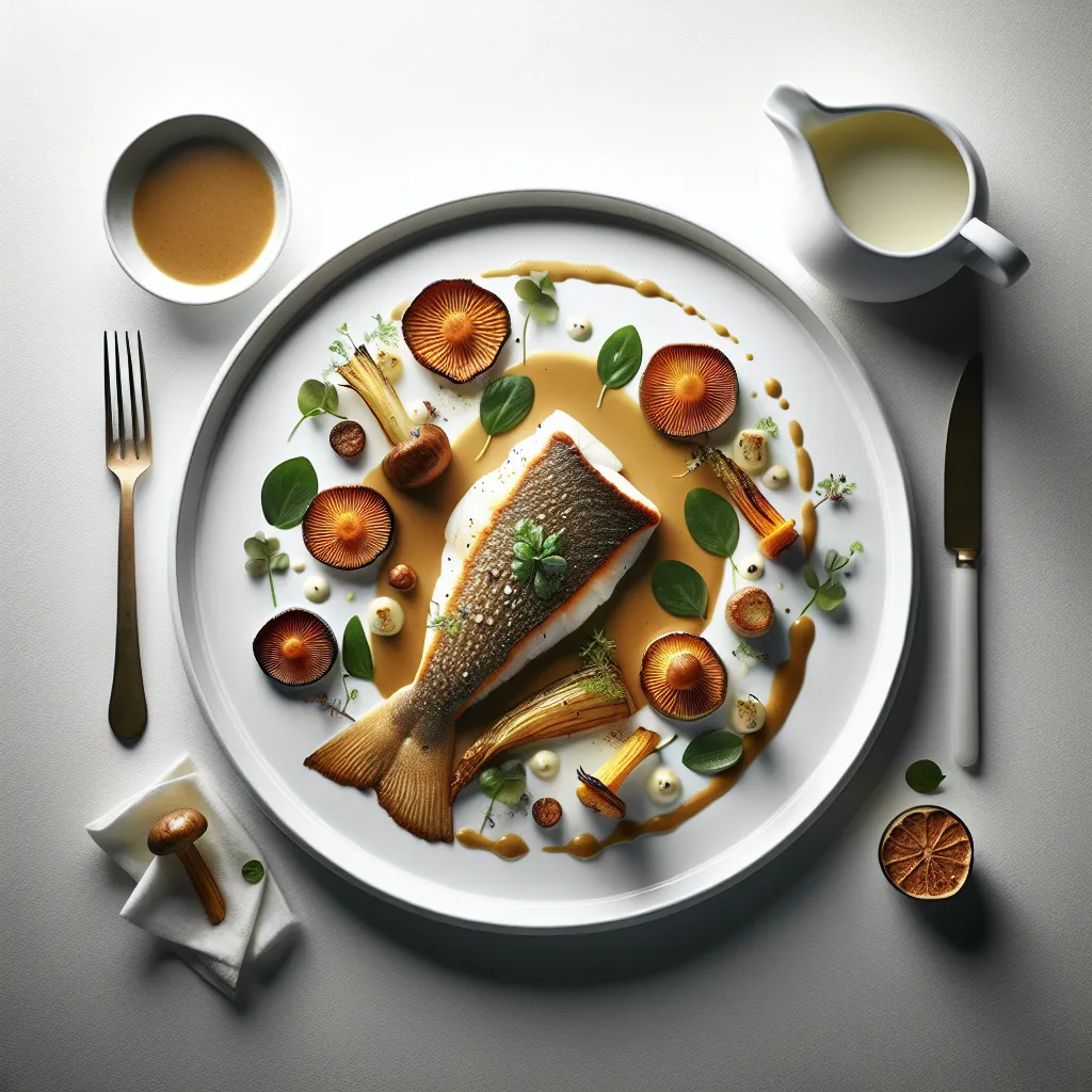 Autumnal Herb-Crusted Turbot with Roasted Salsify and Chestnut Velouté