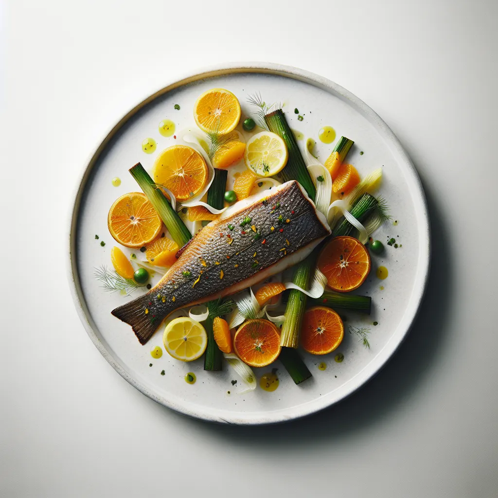 Autumnal Sea Bass with Saffron-Infused Fennel and Citrus Salad