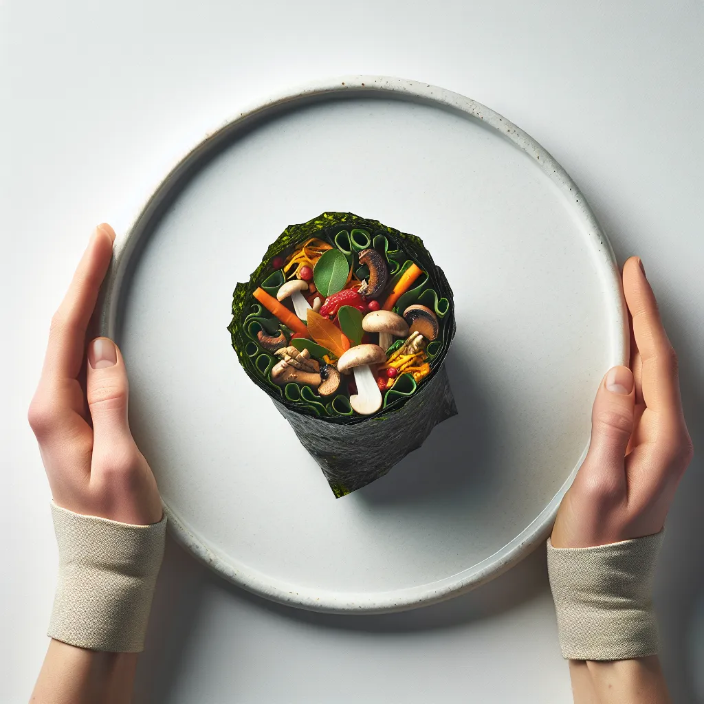 Autumnal Seaweed and Mushroom Breakfast Wrap