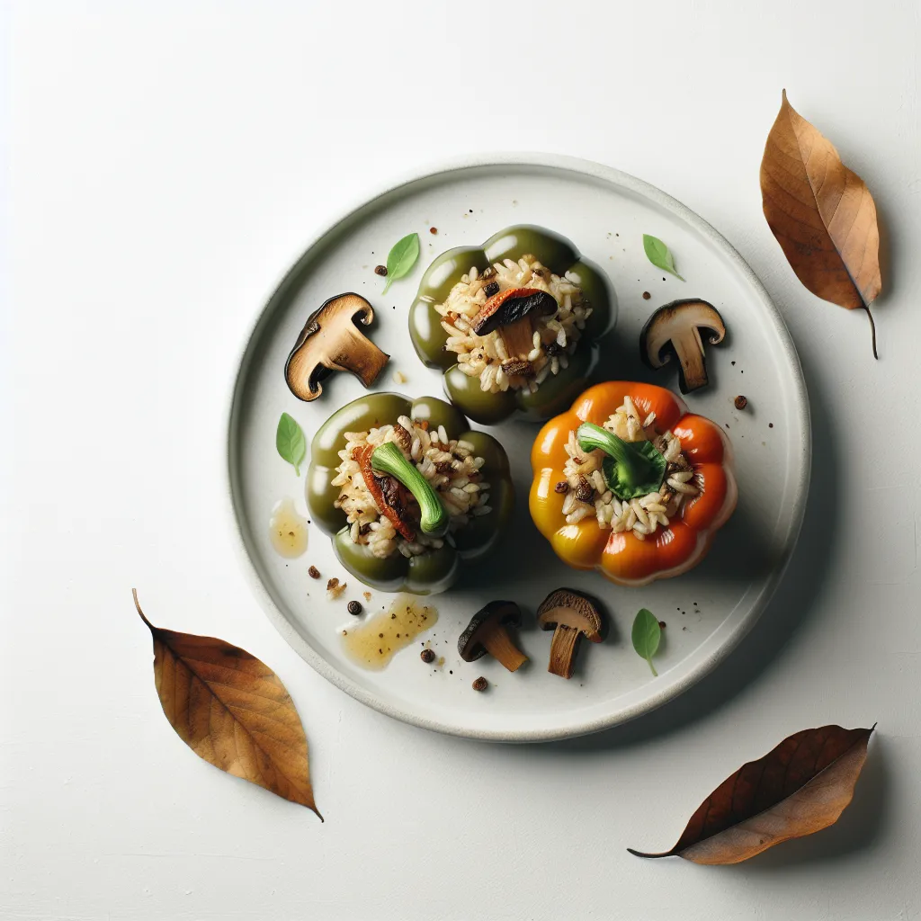 Autumnal Stuffed Bell Peppers with Wild Rice and Porcini Mushrooms