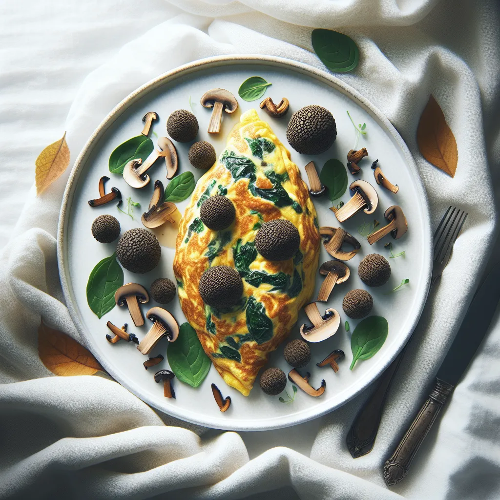 Autumnal Truffle Omelette with Wild Mushrooms and Spinach