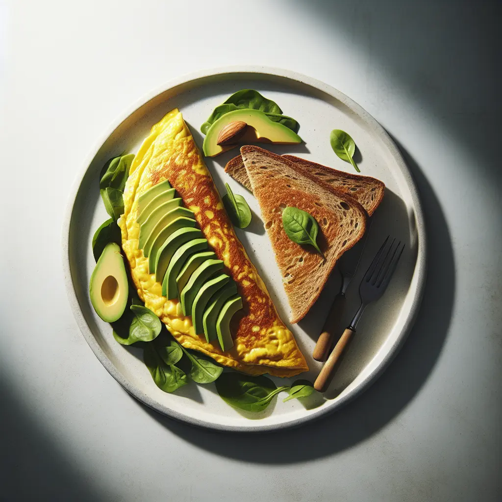 Avocado and Cheese Omelette with Whole Grain Toast