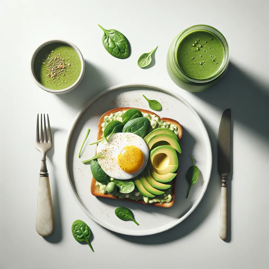 Avocado and Egg Toast with Spinach Smoothie