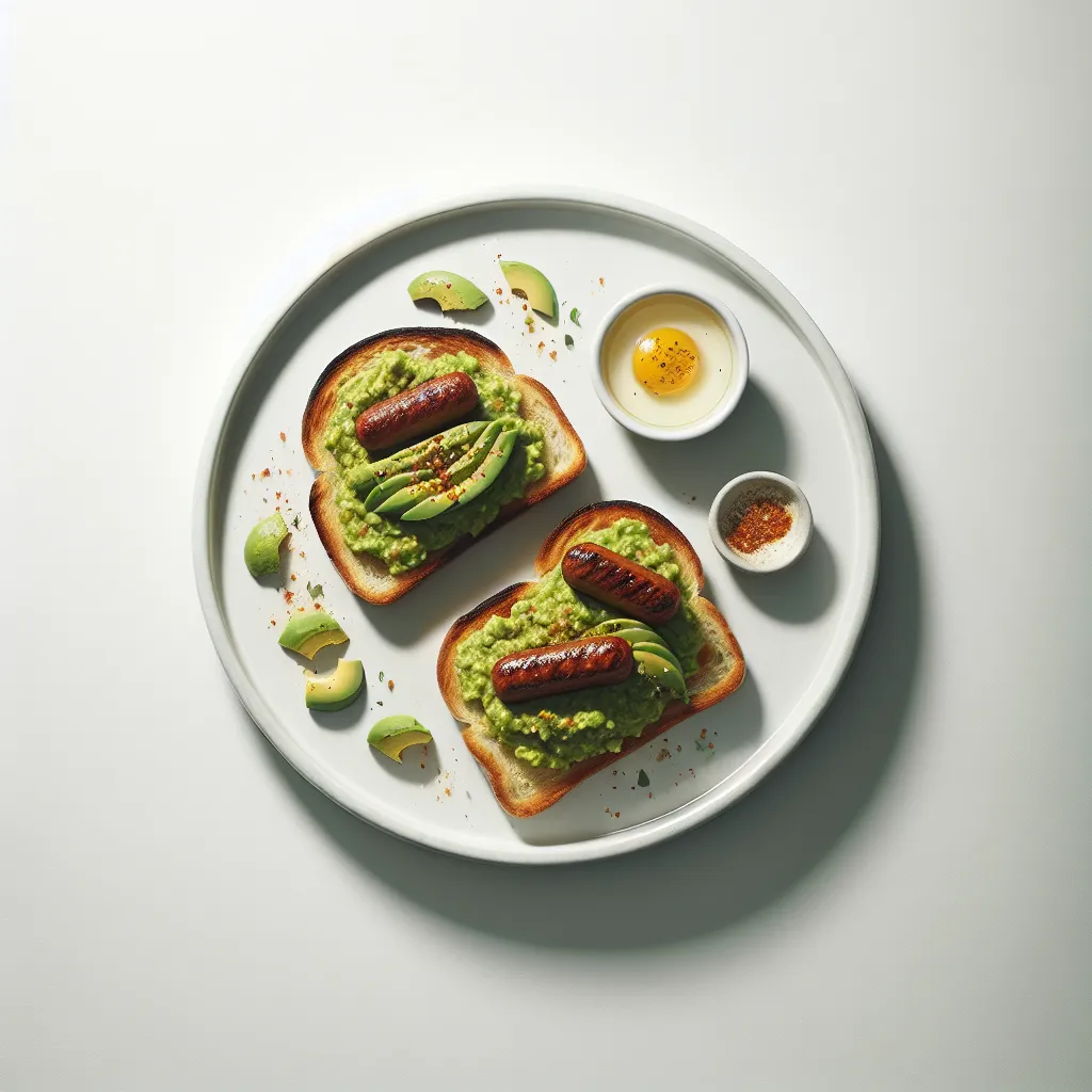 Spicy Avocado Toast with Vegetarian Sausage