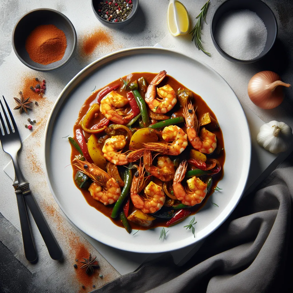Balti Prawns and Vegetables in Thick Sauce