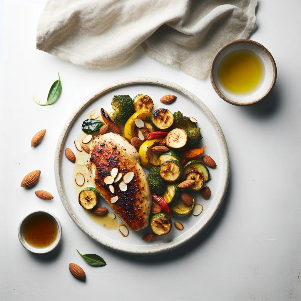 Banana Almond Crusted Chicken with Roasted Vegetables