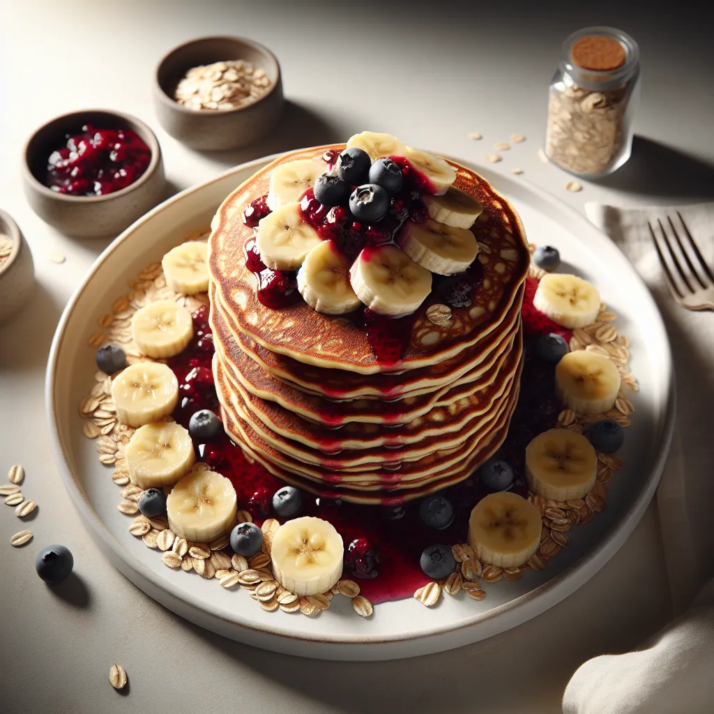 Banana Oat Pancakes with Berry Compote