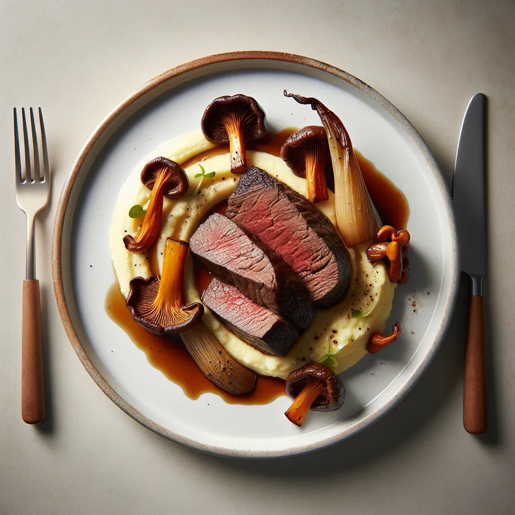 Braised Beef with Celeriac Mash and Sautéed Chanterelles