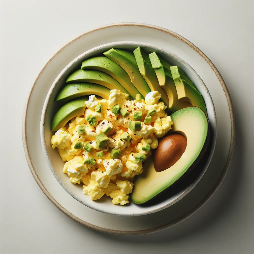Hearty Breakfast Bowl with Scrambled Eggs and Avocado
