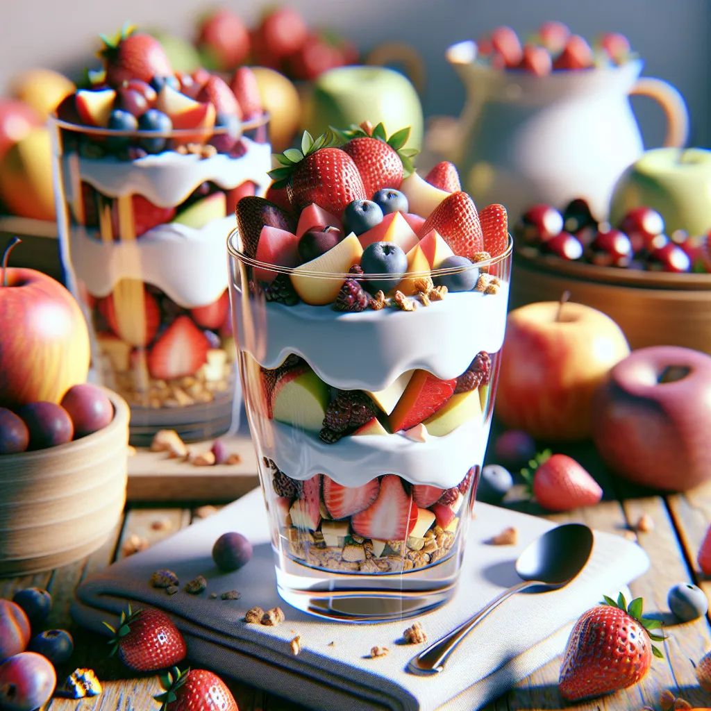 Autumn Breakfast Parfait with Greek Yogurt and Seasonal Fruits