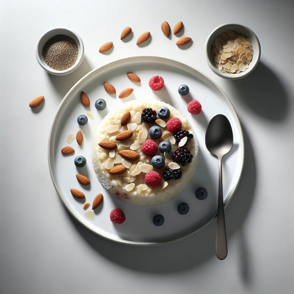 Breakfast Rice Pudding with Almonds and Berries
