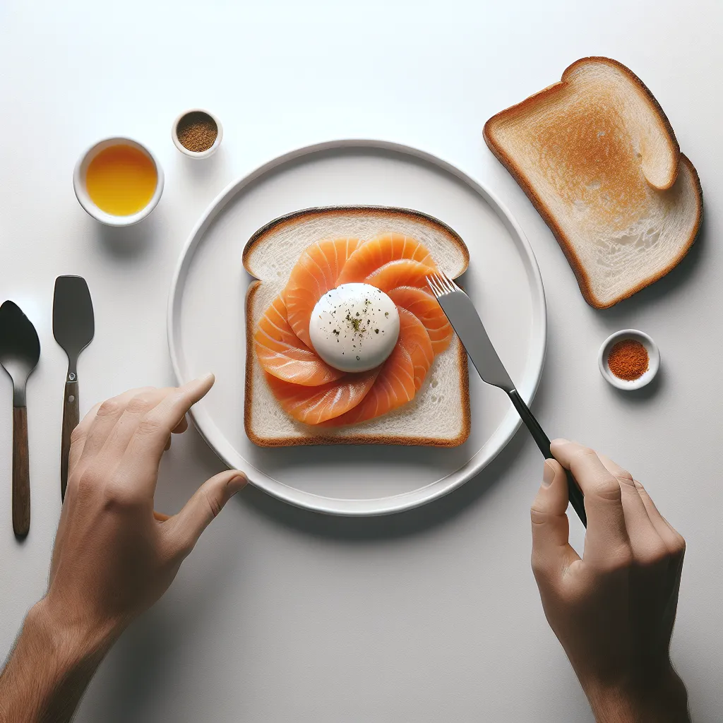 Breakfast with White Bread and Smoked Salmon Egg Spread