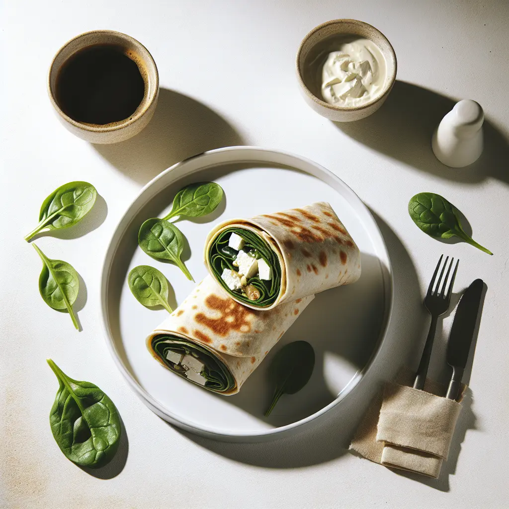 Autumn Breakfast Wrap with Spinach and Feta