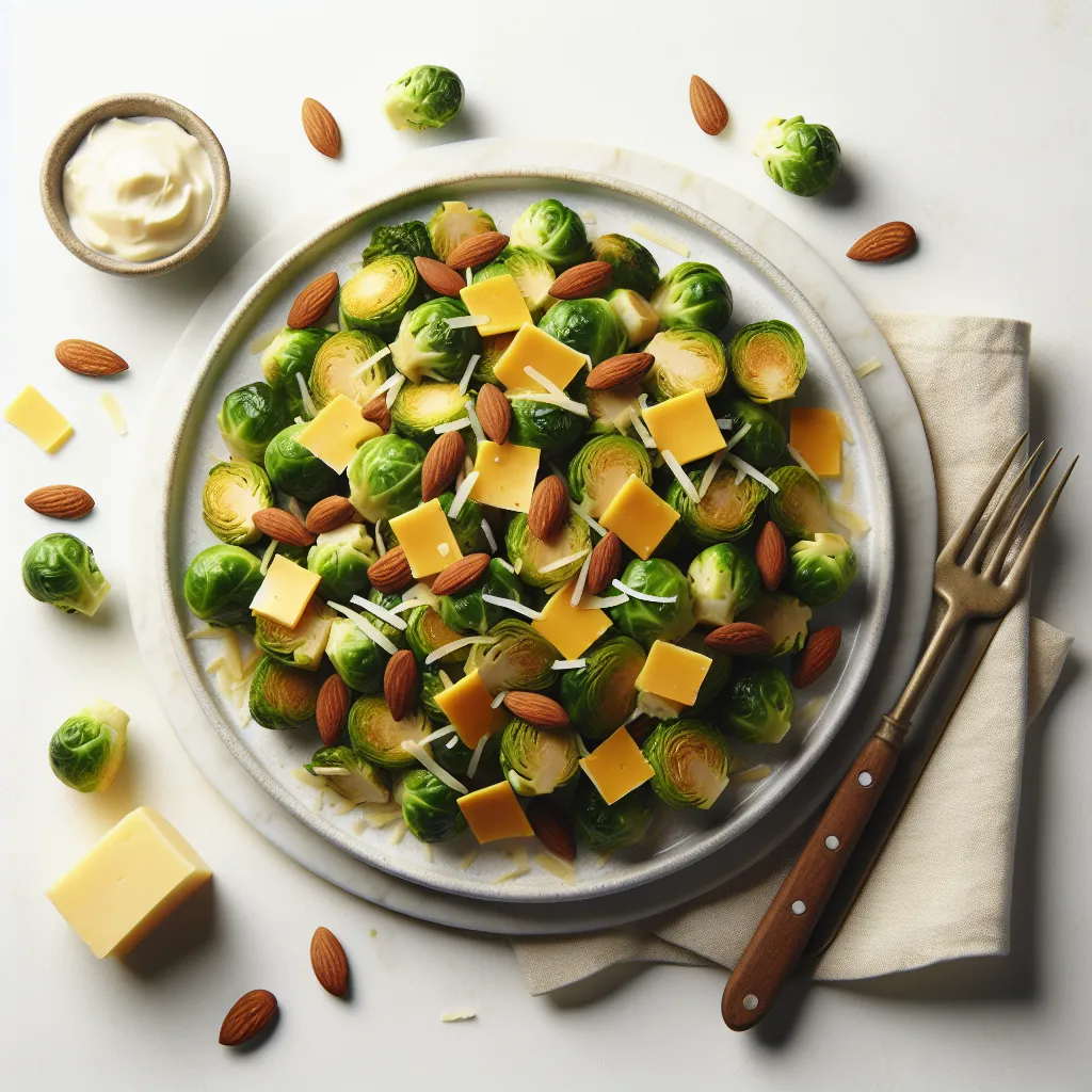 Brussels Sprouts Stir-Fry with Cheddar and Almonds