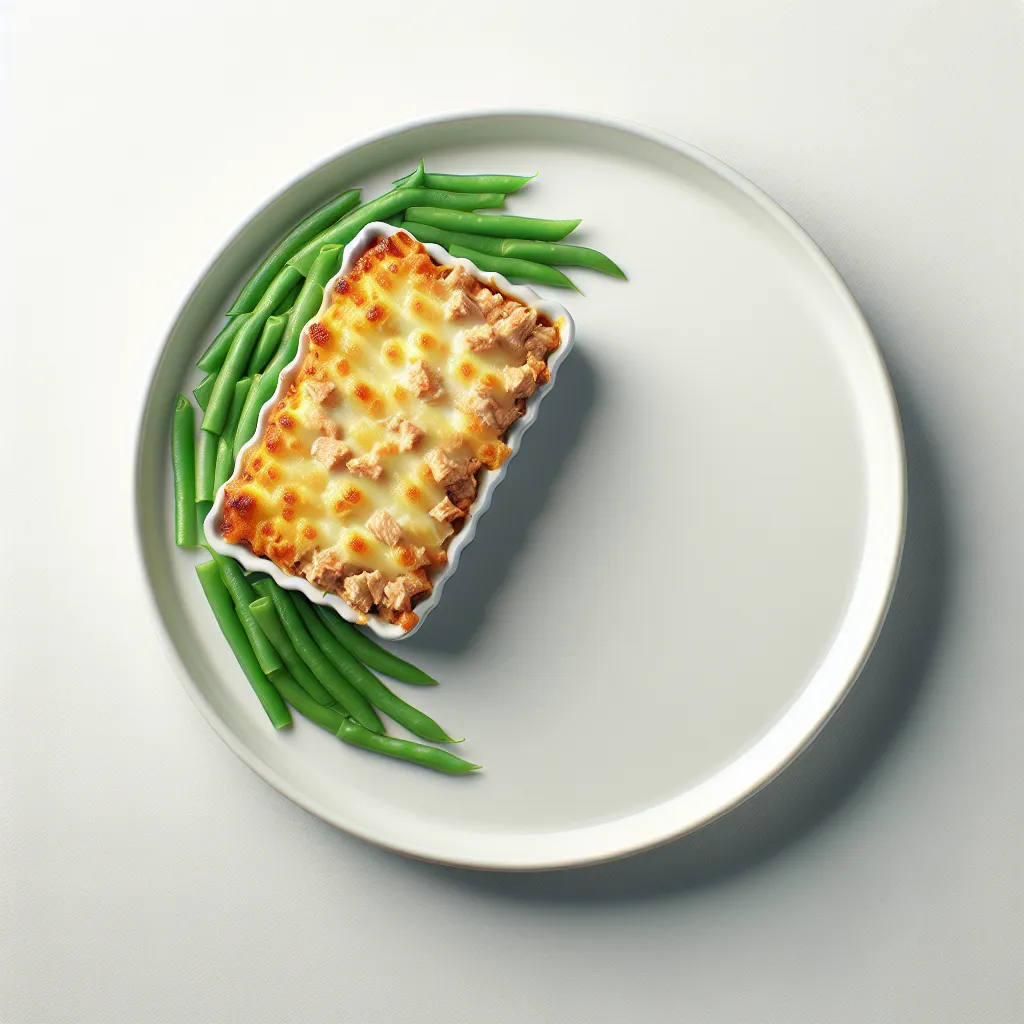 Cheesy Tuna Pasta Bake with Green Beans