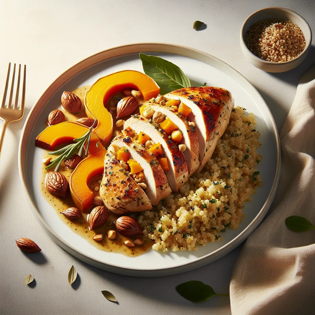 Chestnut and Butternut Squash Stuffed Chicken Breast with Herb Quinoa