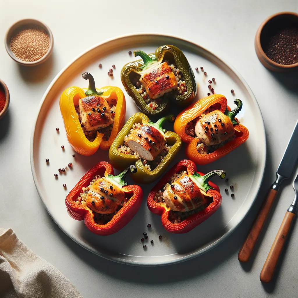 Autumn Chicken and Quinoa Stuffed Bell Peppers