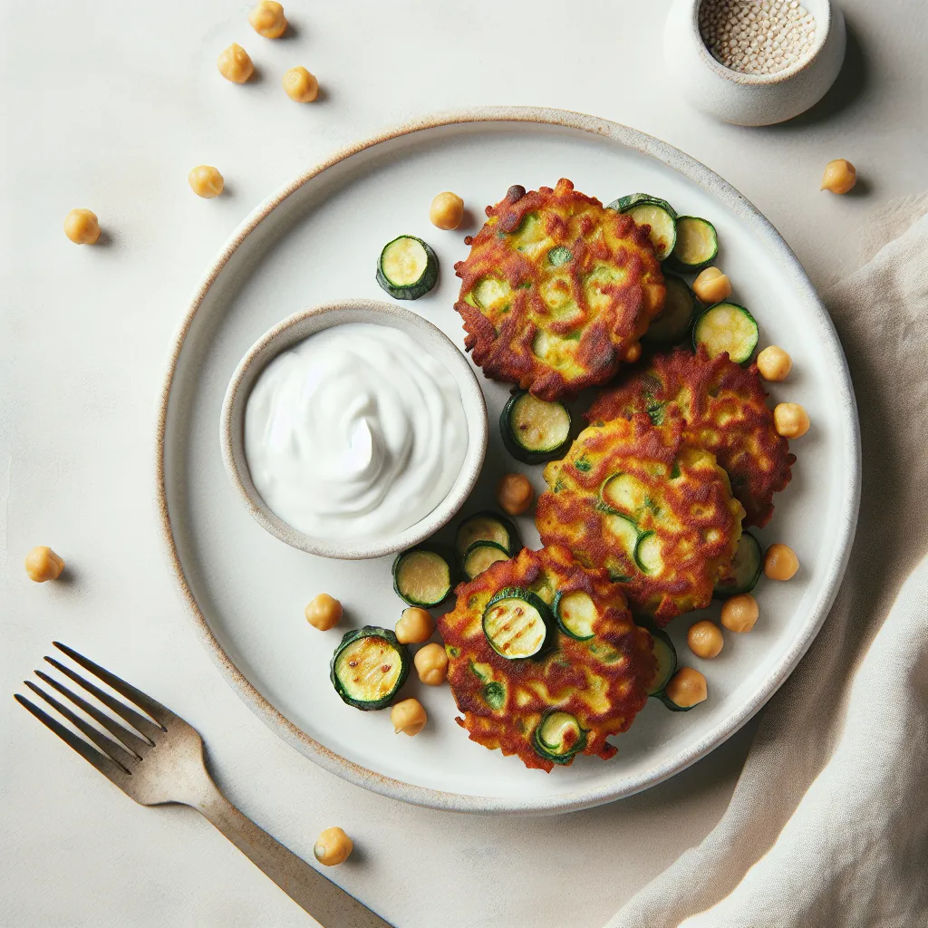 Chickpea and Courgette Fritters with Yogurt Dip