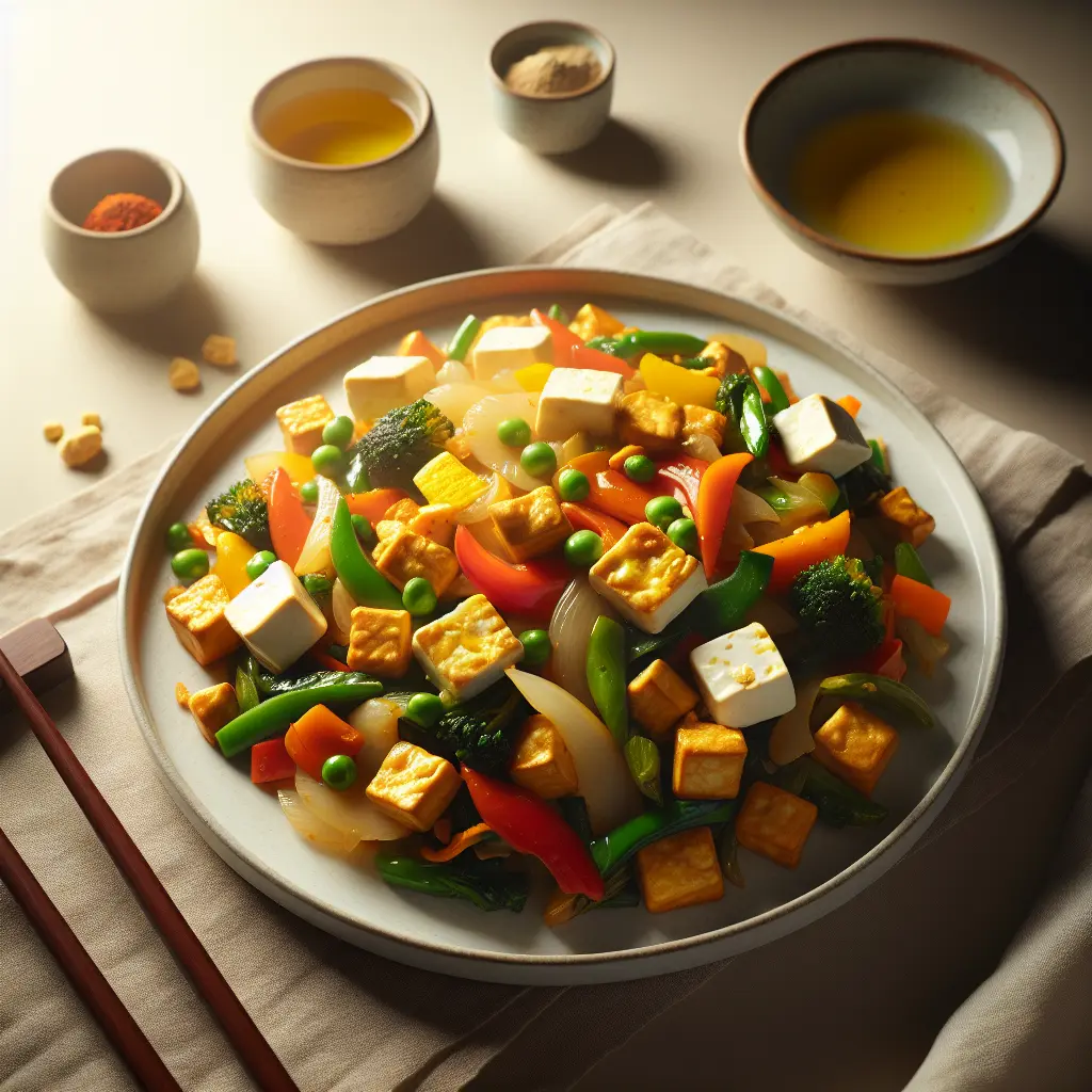 Chinese-Style Breakfast Stir-Fry with Tofu and Vegetables