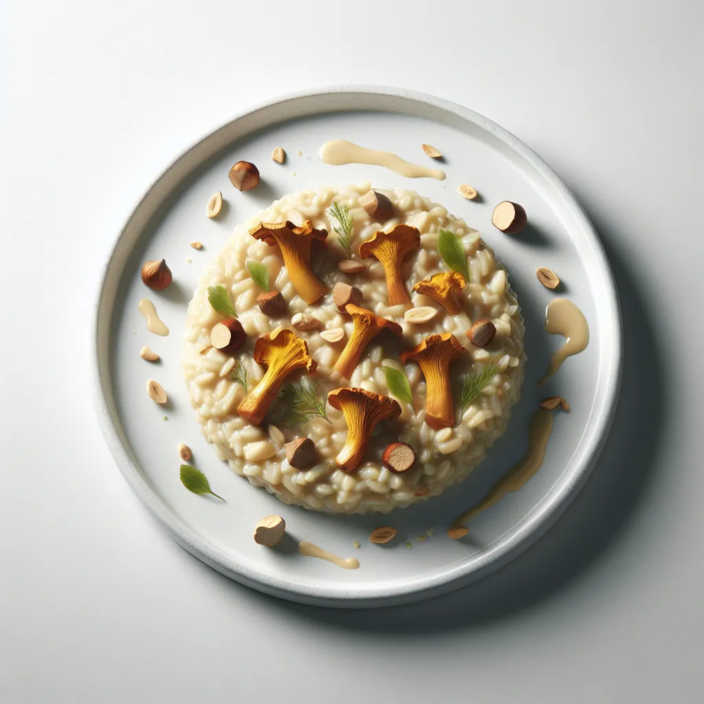 Creamy Chanterelle and Celery Root Risotto with Toasted Hazelnuts