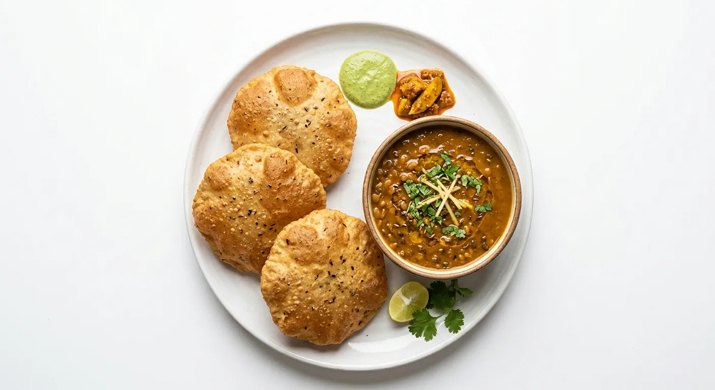 Crispy Bedmi Puri with Spiced Urad Dal