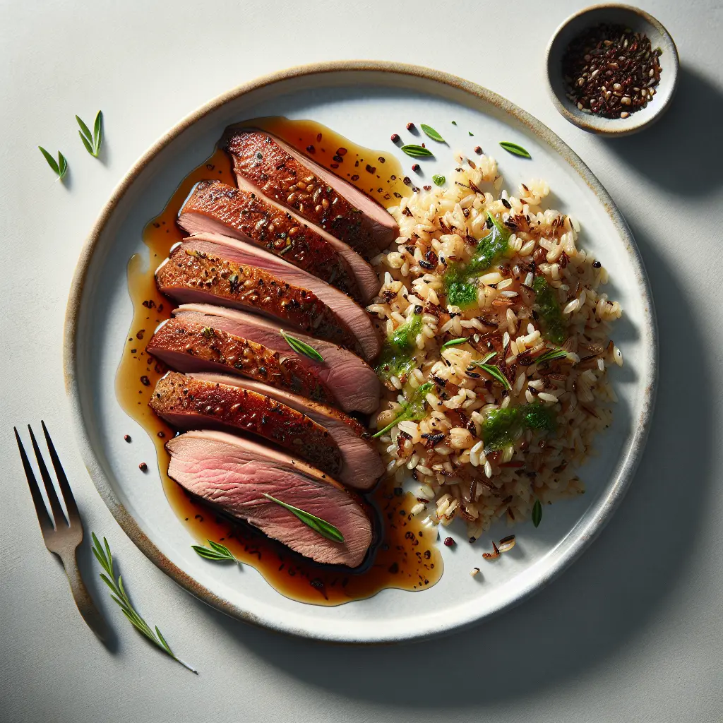 Duck Breast with Herb-Infused Brown Rice