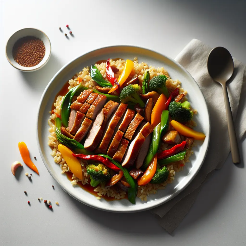 Duck Stir-Fry with Vegetables and Brown Rice