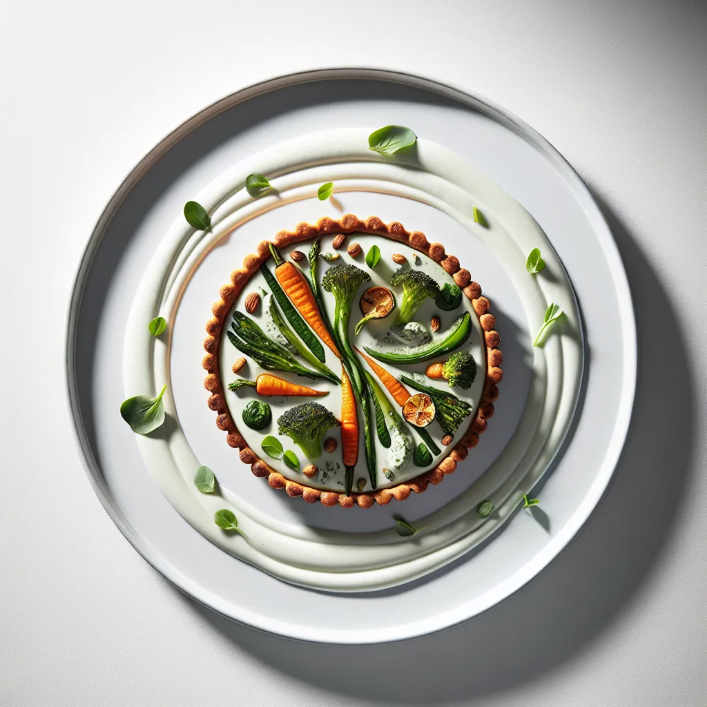Elegant Roasted Winter Vegetable Tart with Herb Cashew Cream