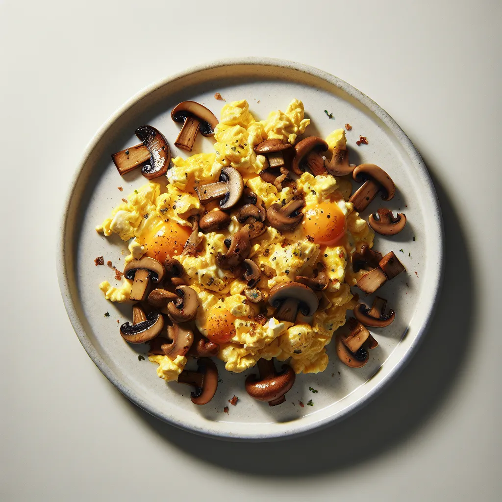 French Scrambled Eggs with Sautéed Mushrooms