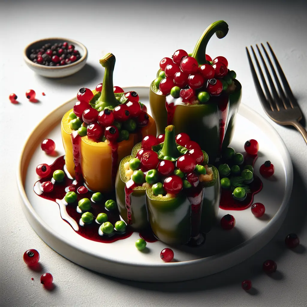 Gooseberry and Pea Stuffed Bell Peppers with Currant Glaze