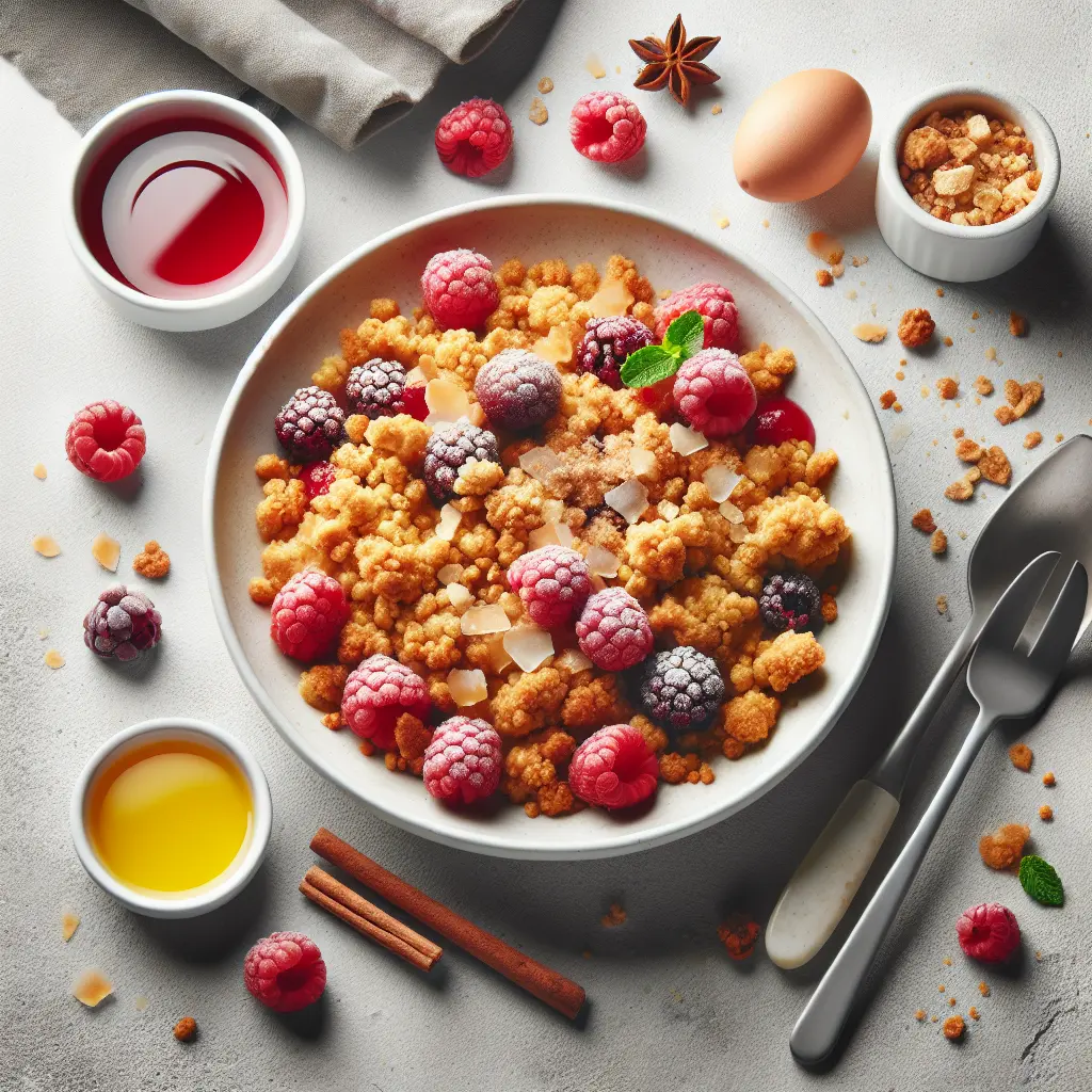 Gooseberry and Raspberry Breakfast Crumble