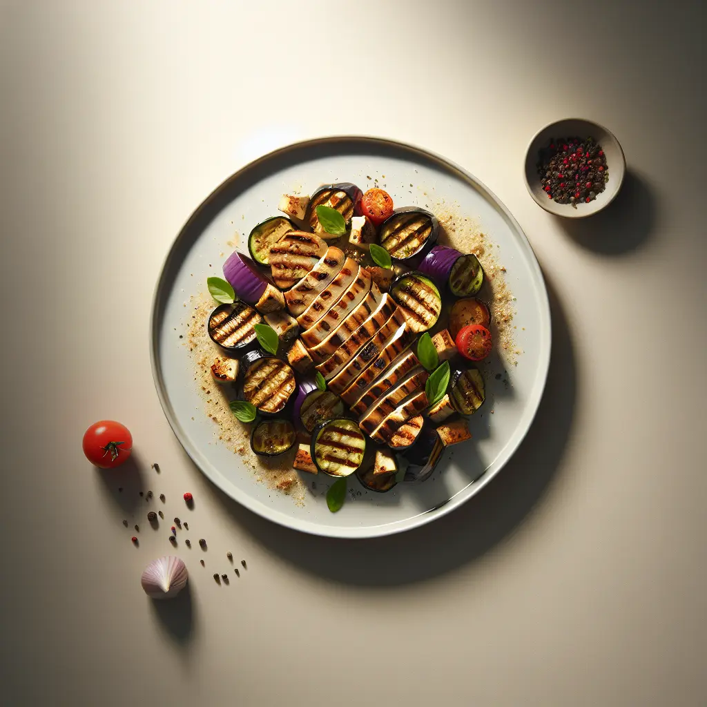 Grilled Aubergine and Chicken Salad