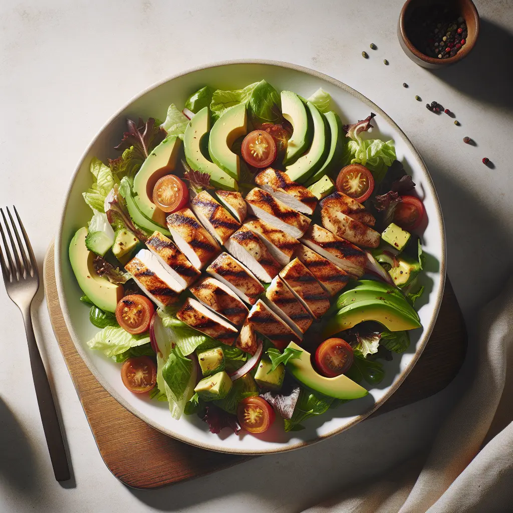 Grilled Chicken Salad with Avocado and Mixed Greens