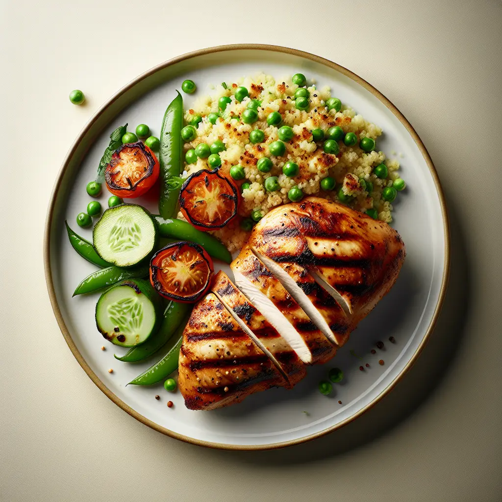 Grilled Chicken with Pea and Cucumber Couscous