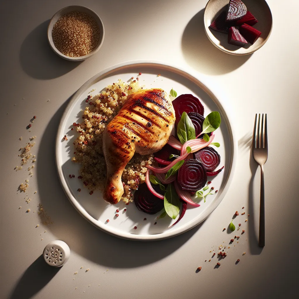 Grilled Chicken with Roasted Beetroot and Quinoa Salad