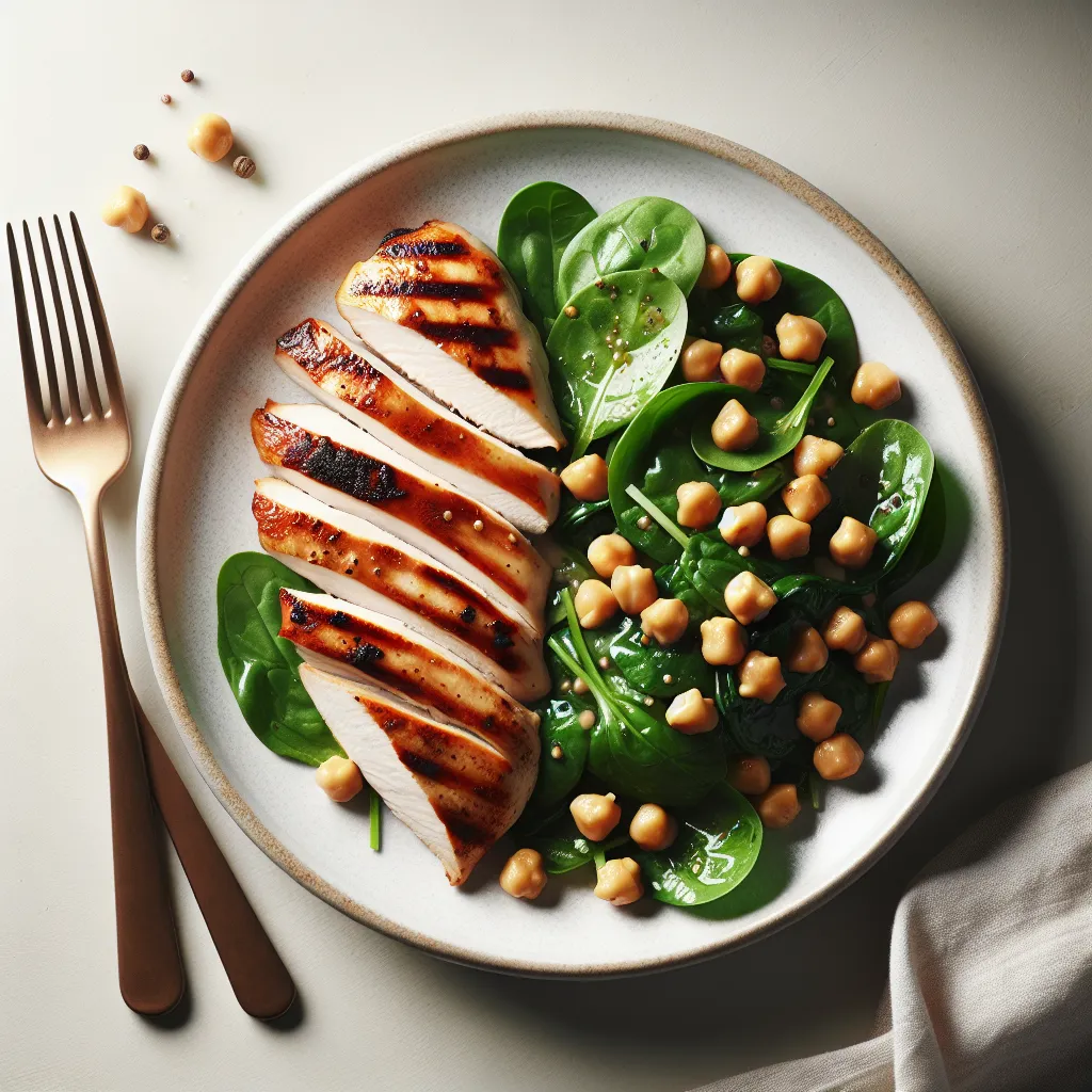 Grilled Chicken with Spinach and Chickpea Salad