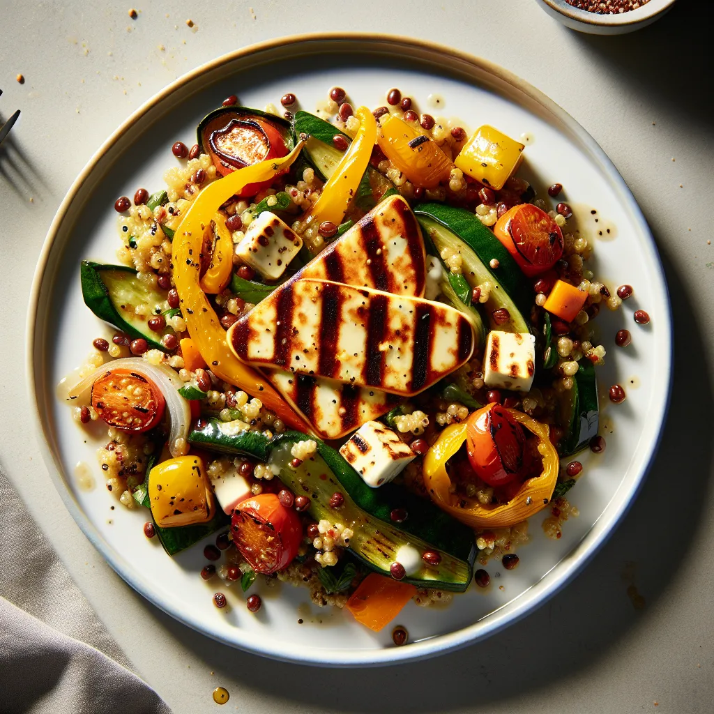 Grilled Halloumi and Quinoa Salad with Roasted Vegetables