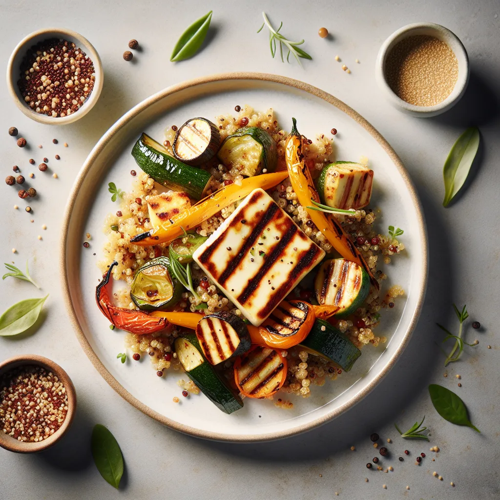 Grilled Halloumi with Quinoa and Roasted Vegetables