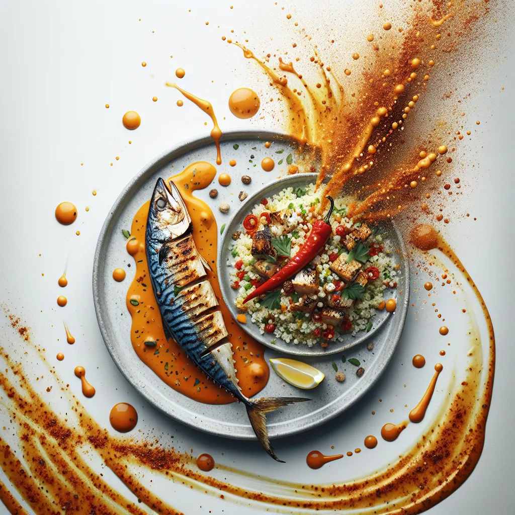 Spicy Grilled Mackerel with Mediterranean Couscous