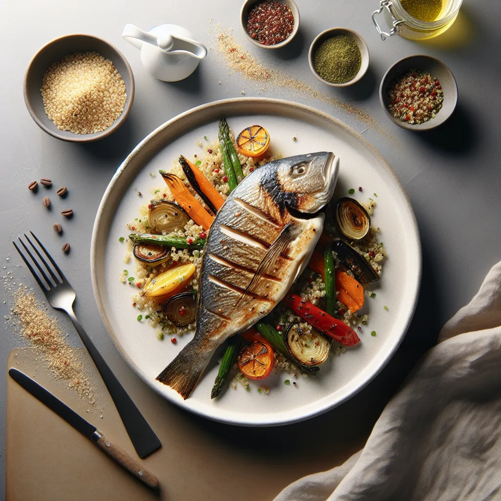 Grilled Sea Bream with Quinoa and Roasted Vegetables