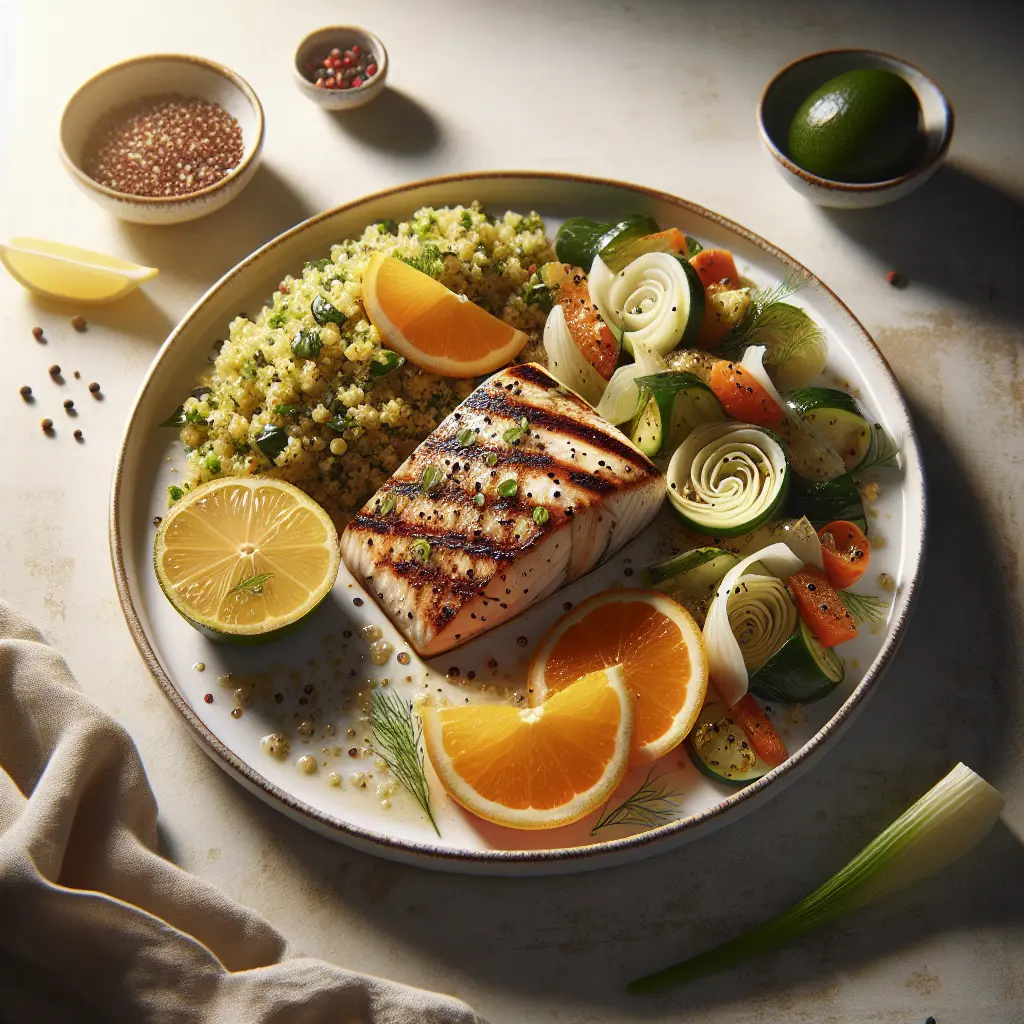 Grilled Swordfish with Citrus Herb Quinoa and Fennel Salad