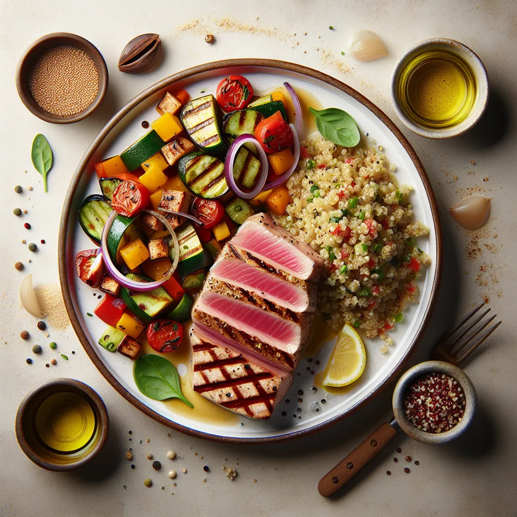 Grilled Tuna with Ratatouille and Quinoa