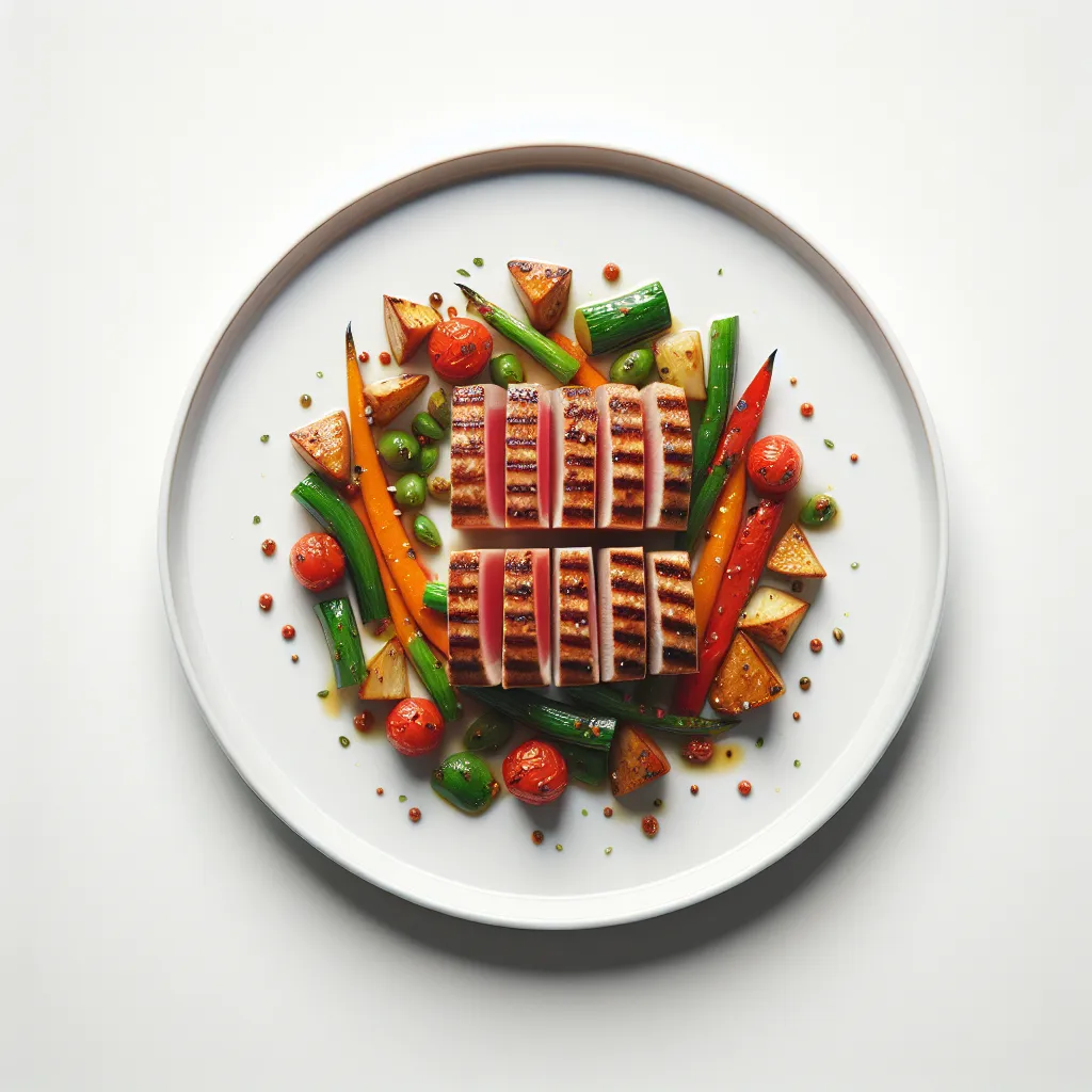 Spicy Grilled Tuna with Roasted Vegetables