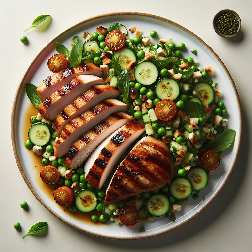 Grilled Turkey with Pea and Cucumber Tabbouleh