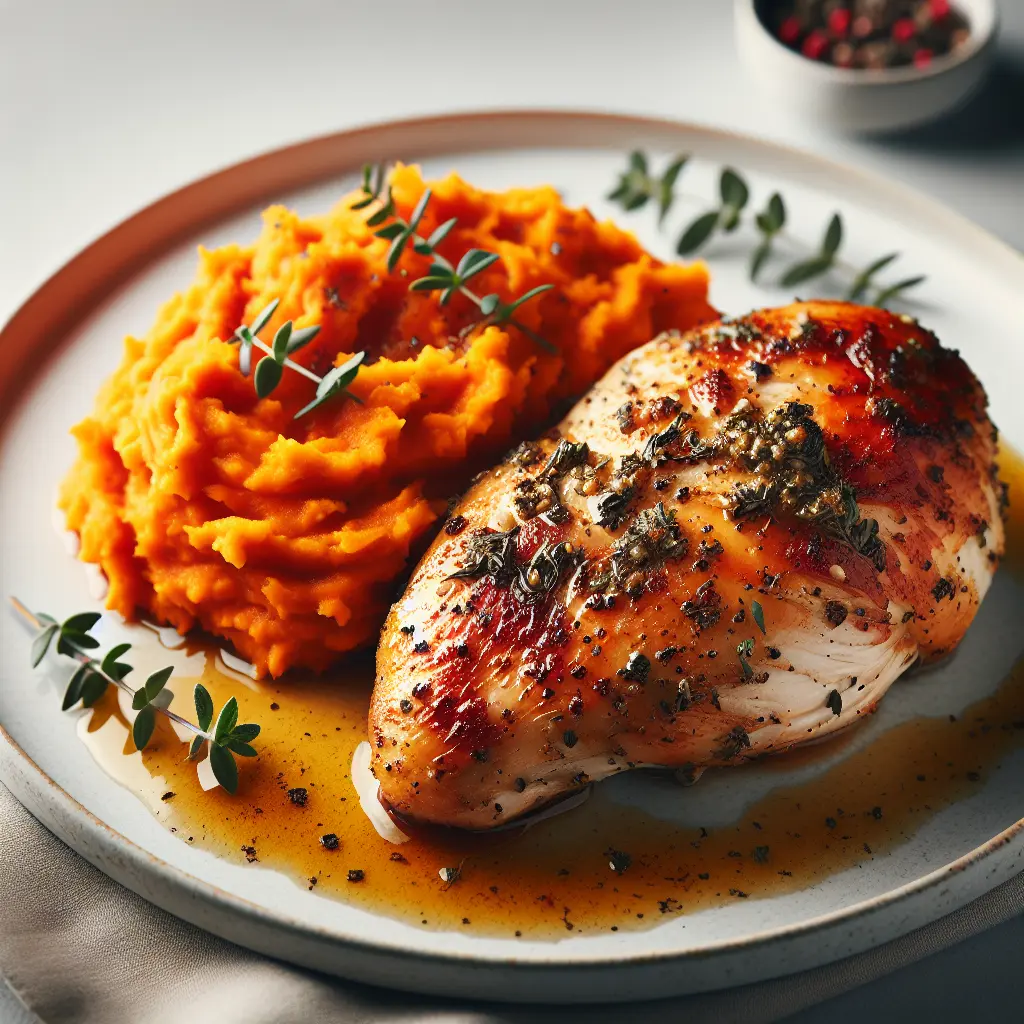 Herb-Crusted Baked Chicken with Sweet Potato Mash